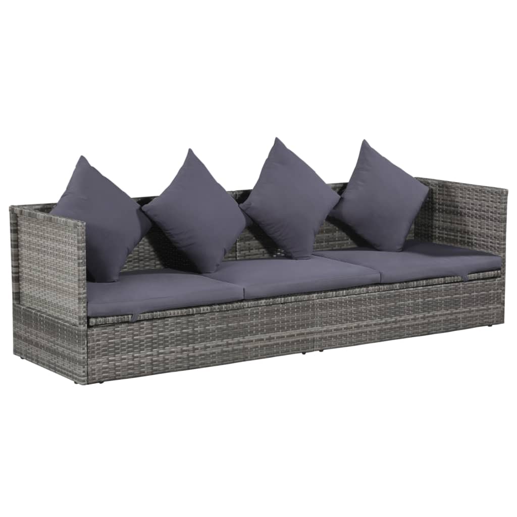vidaXL Garden Bed Grey 200x60 cm Poly Rattan