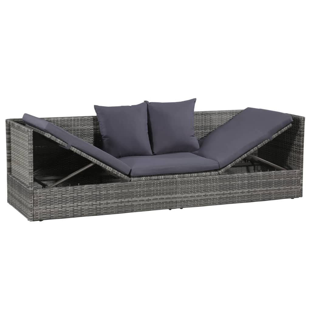 vidaXL Garden Bed Grey 200x60 cm Poly Rattan