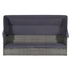 vidaXL Garden Bed with Canopy Grey 205x62 cm Poly Rattan