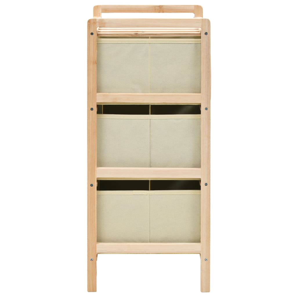 vidaXL Storage Rack with 3 Nonwoven Baskets Cedar Wood Beige