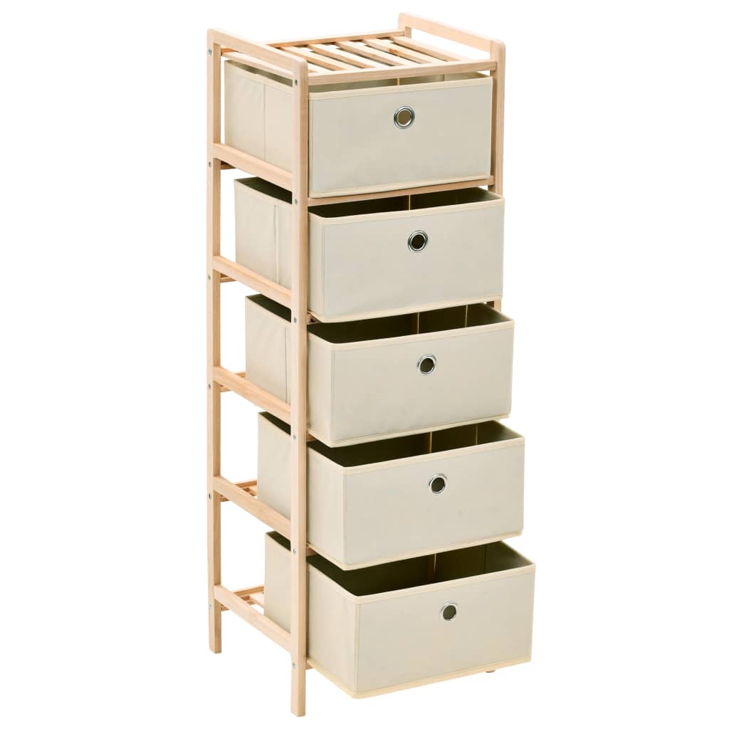 vidaXL Storage Rack with 5 Fabric Baskets Cedar Wood Beige