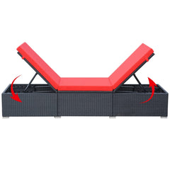 vidaXL Sun Lounger with Cushion Poly Rattan Black