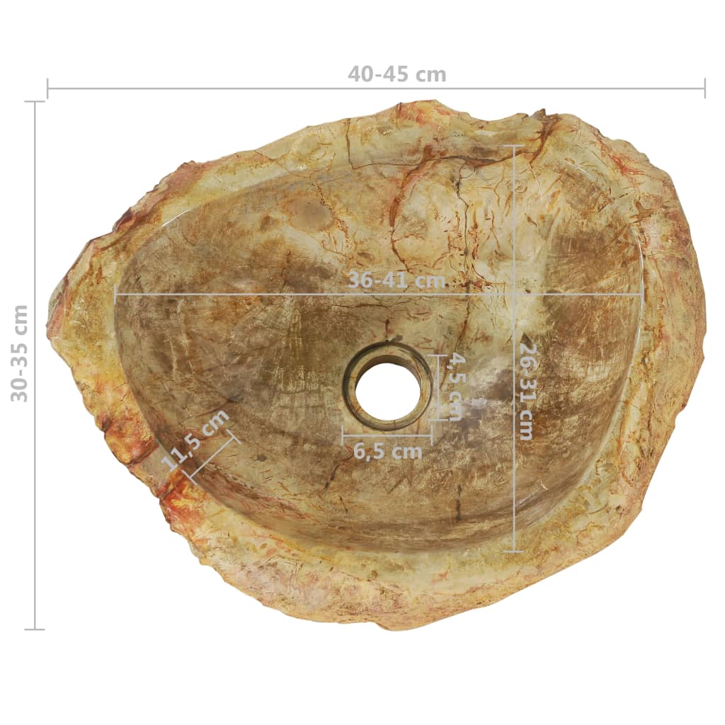 vidaXL Sink 45x35x15 cm Fossil Stone Cream