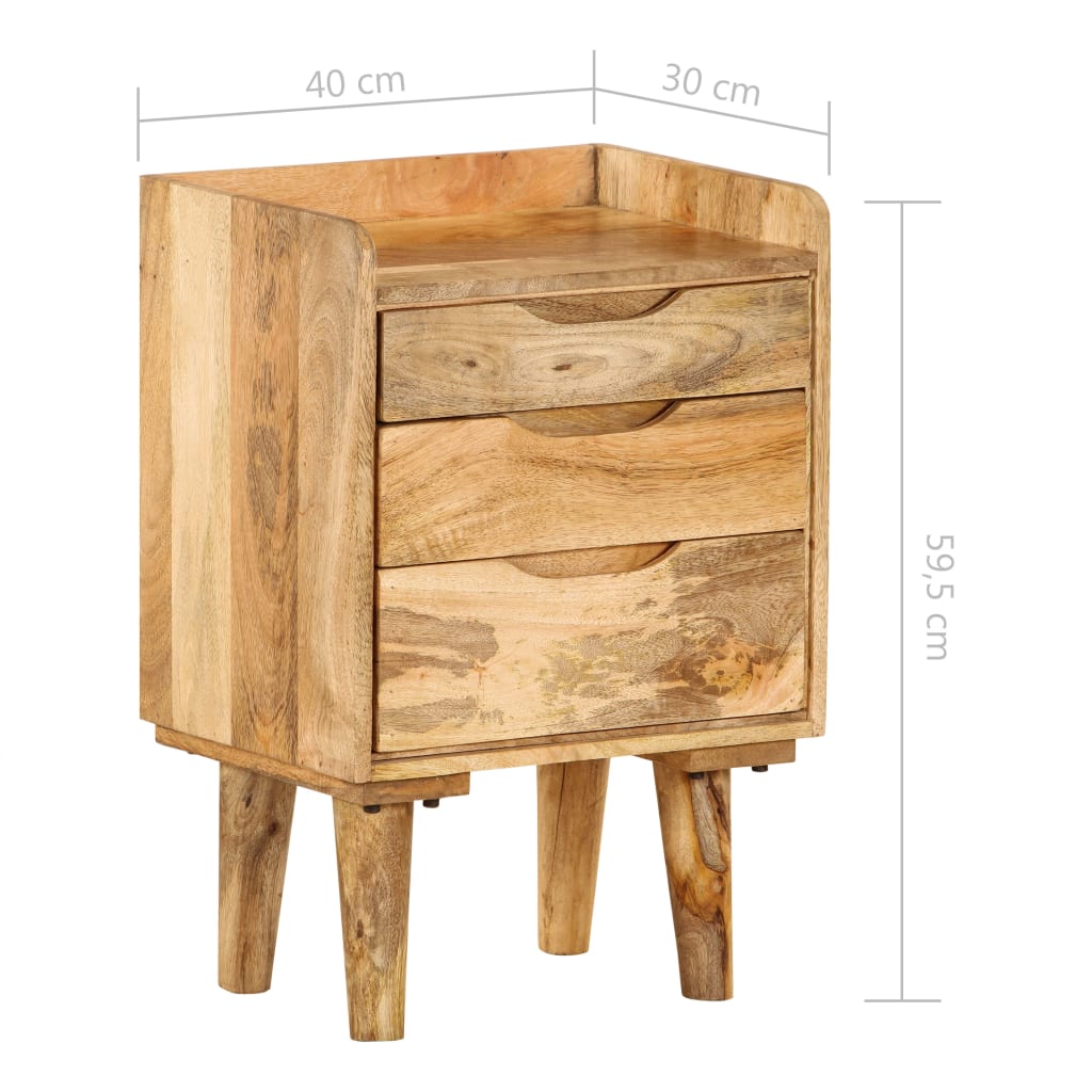 vidaXL Bedside Cabinet Solid Mango Wood 40x30x59.5 cm