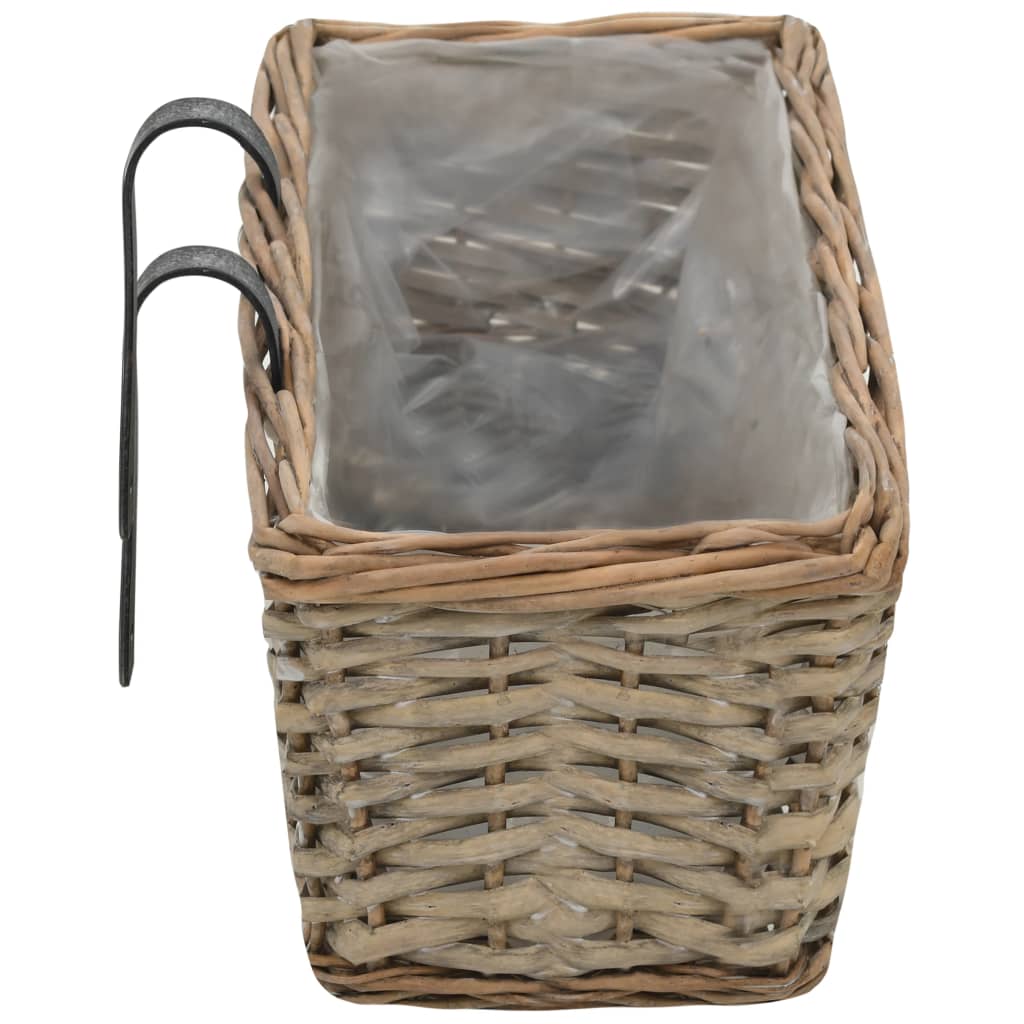 vidaXL Balcony Planter 2 pcs Wicker with PE Lining 40 cm