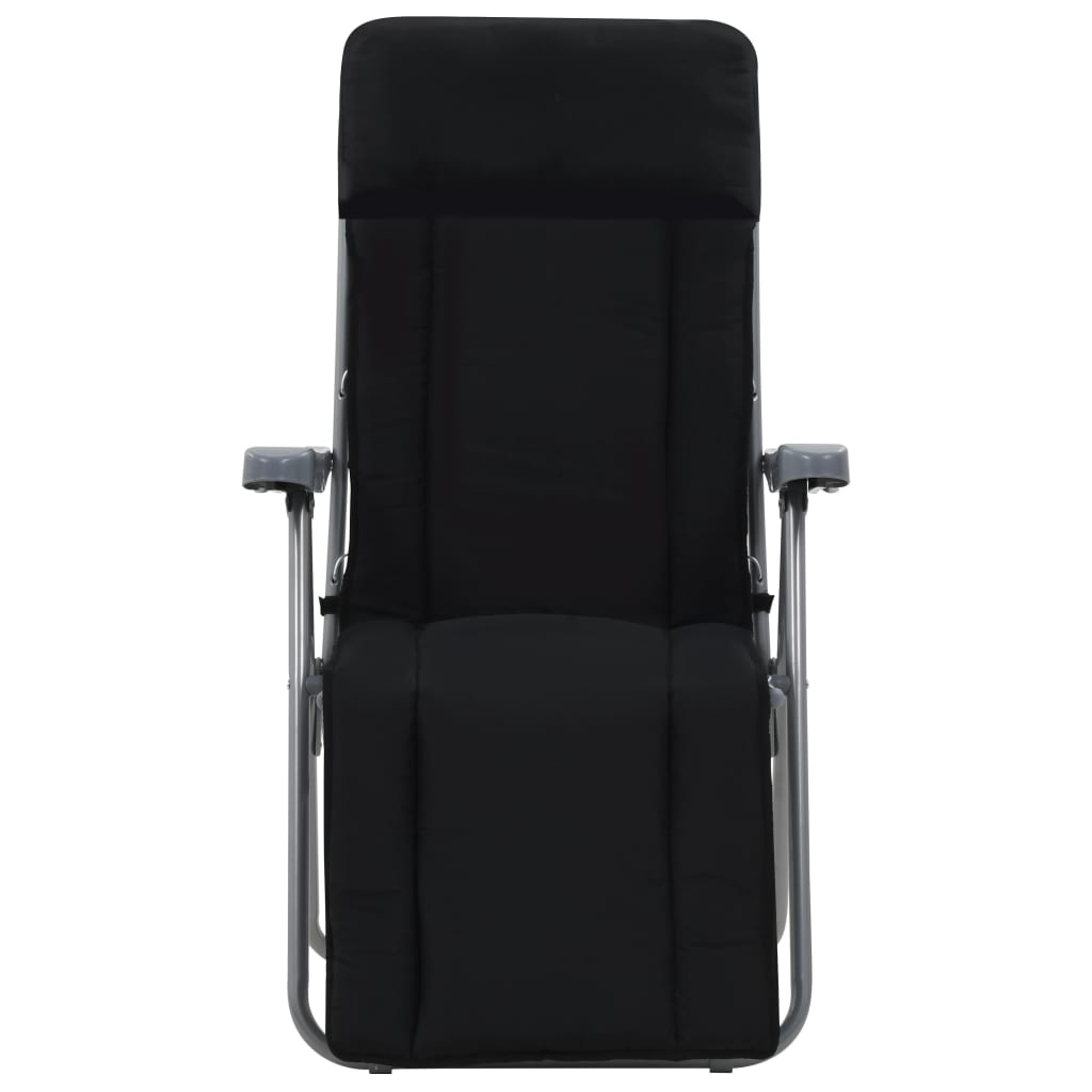 vidaXL Folding Garden Chairs with Cushions 2 pcs Black