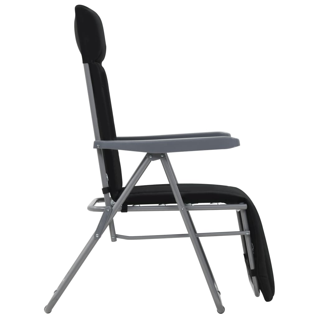 vidaXL Folding Garden Chairs with Cushions 2 pcs Black