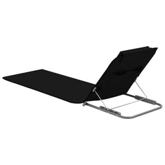 vidaXL Folding Beach Mats 2 pcs Steel and Fabric Black