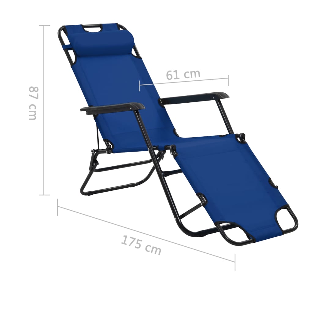 vidaXL Folding Sun Loungers 2 pcs with Footrests Steel Black
