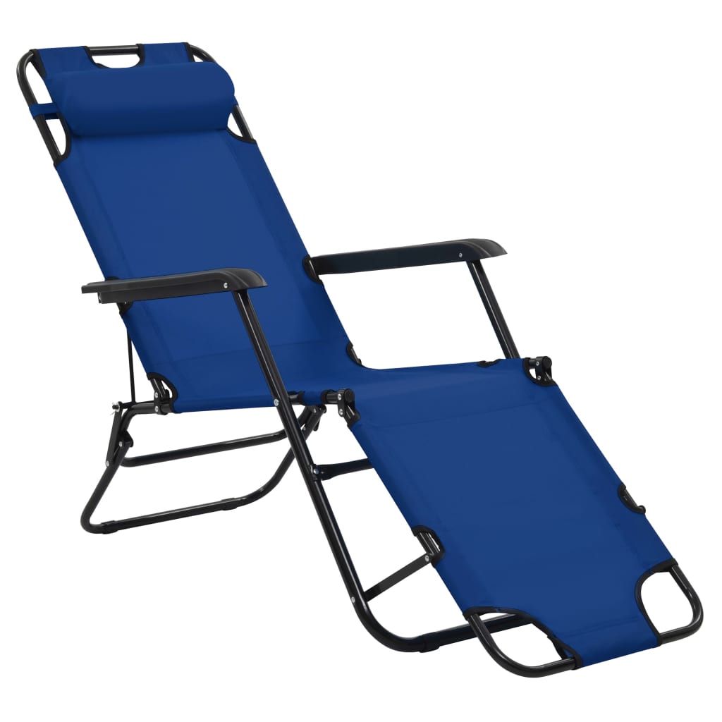 vidaXL Folding Sun Loungers 2 pcs with Footrests Steel Black