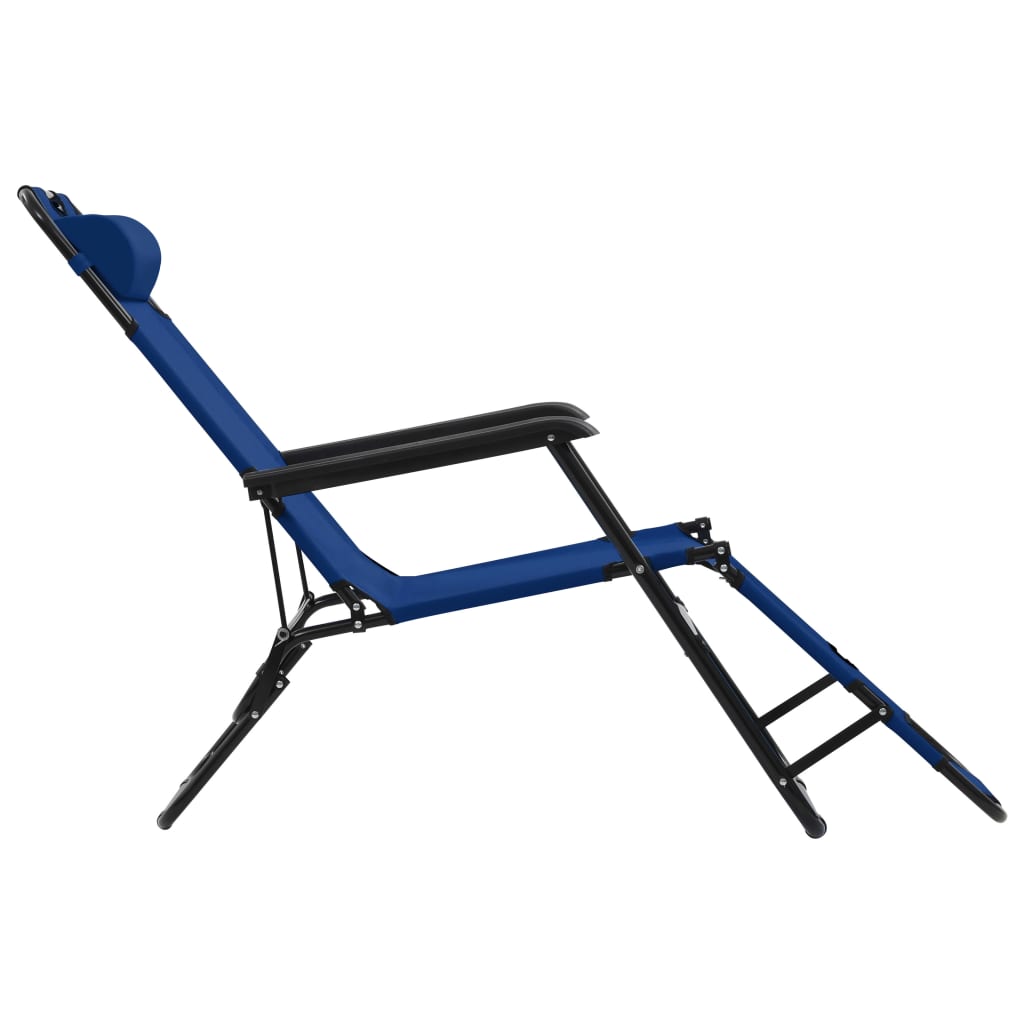 vidaXL Folding Sun Loungers 2 pcs with Footrests Steel Black