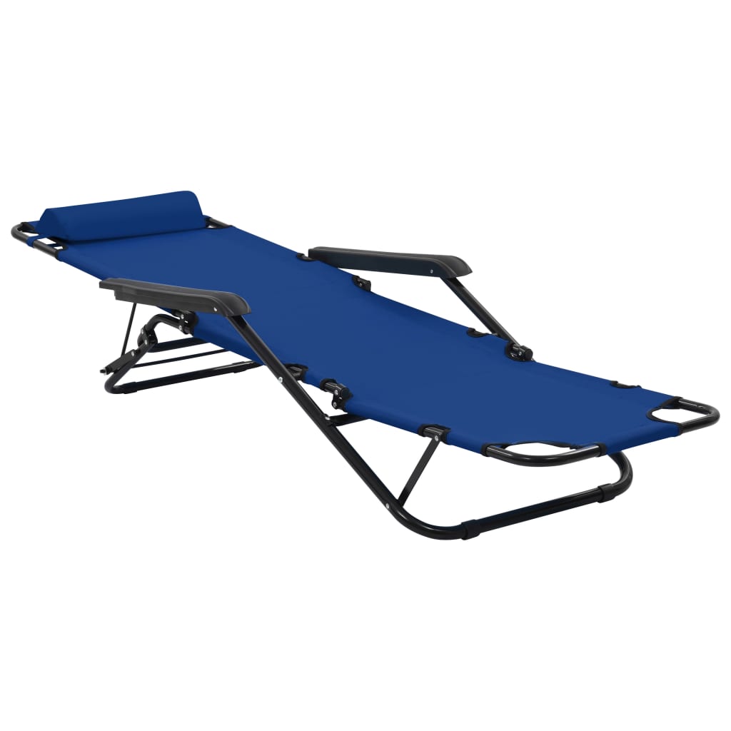 vidaXL Folding Sun Loungers 2 pcs with Footrests Steel Black