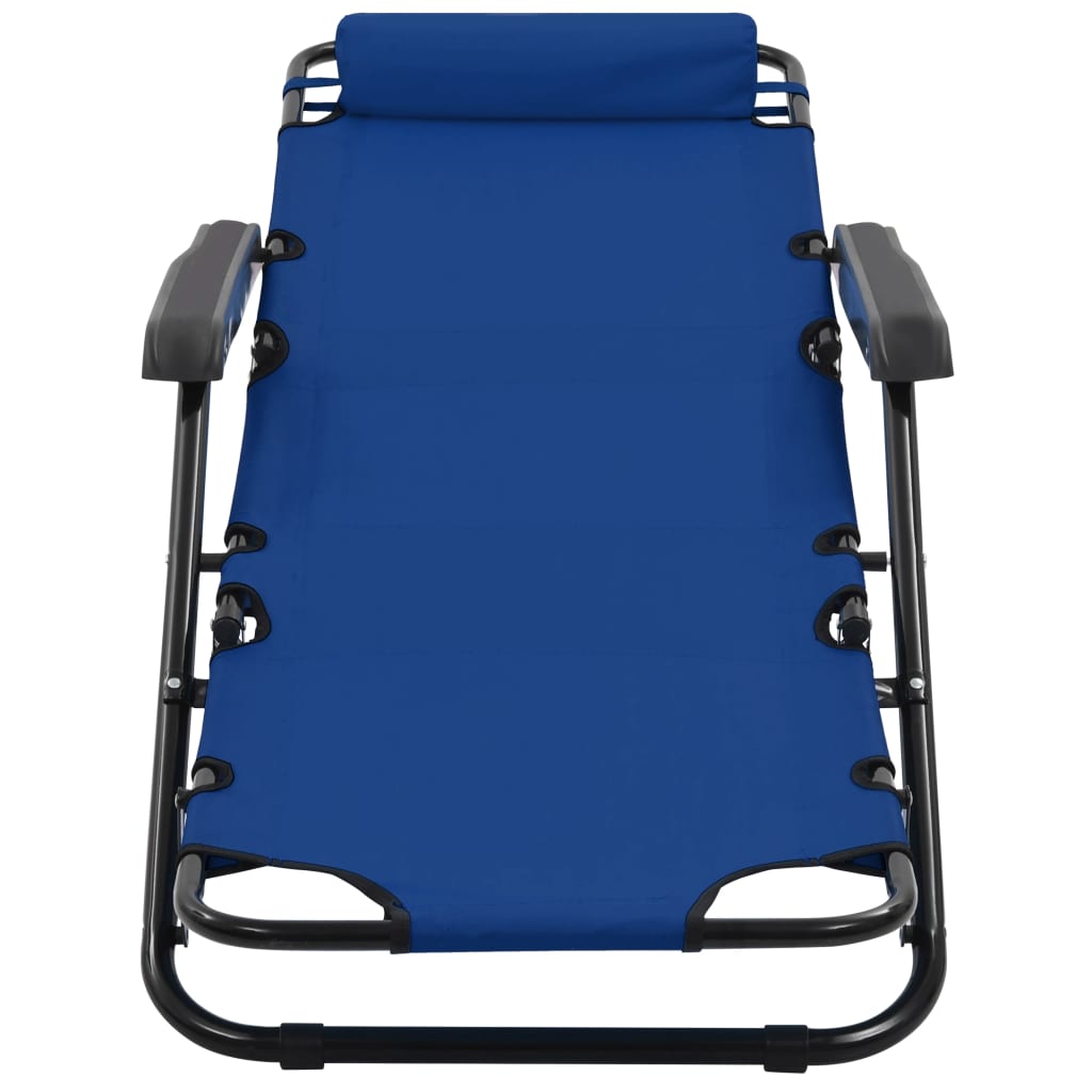 vidaXL Folding Sun Loungers 2 pcs with Footrests Steel Black