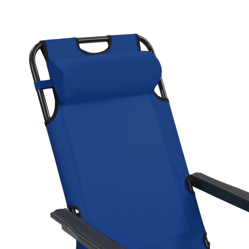 vidaXL Folding Sun Loungers 2 pcs with Footrests Steel Black