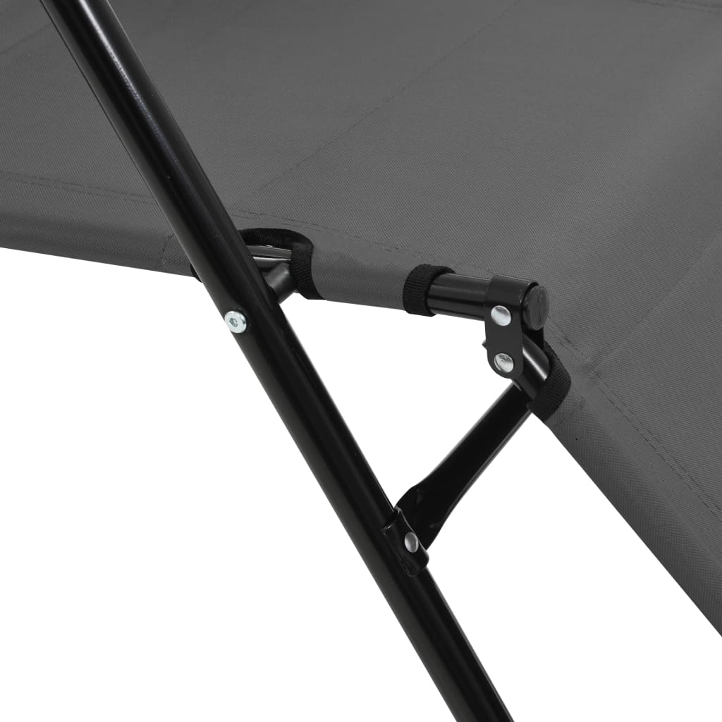 vidaXL Folding Sun Loungers 2 pcs with Footrests Steel Black