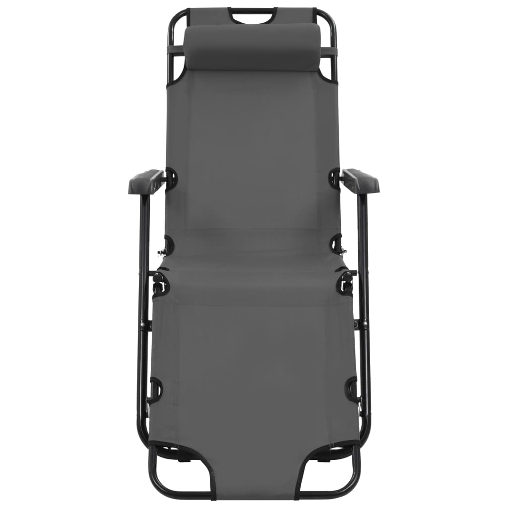 vidaXL Folding Sun Loungers 2 pcs with Footrests Steel Black