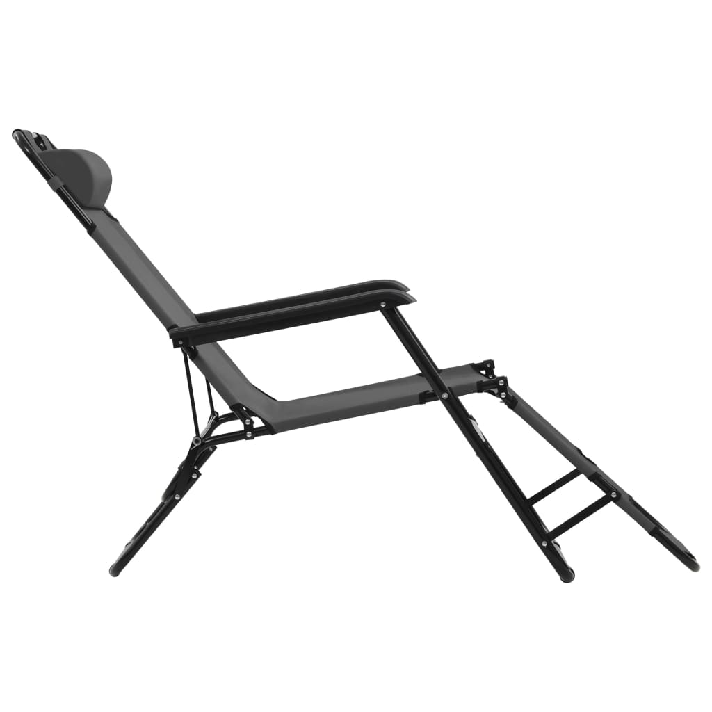 vidaXL Folding Sun Loungers 2 pcs with Footrests Steel Black