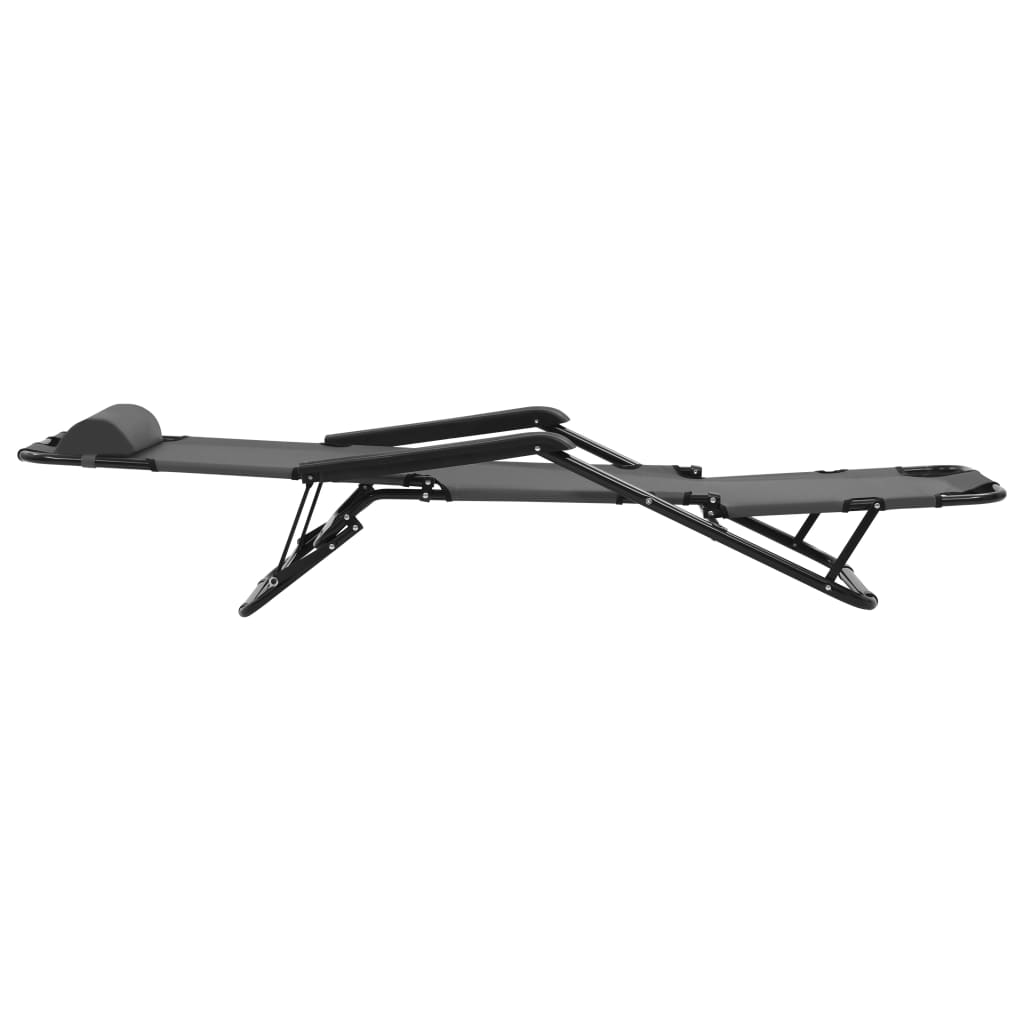 vidaXL Folding Sun Loungers 2 pcs with Footrests Steel Black