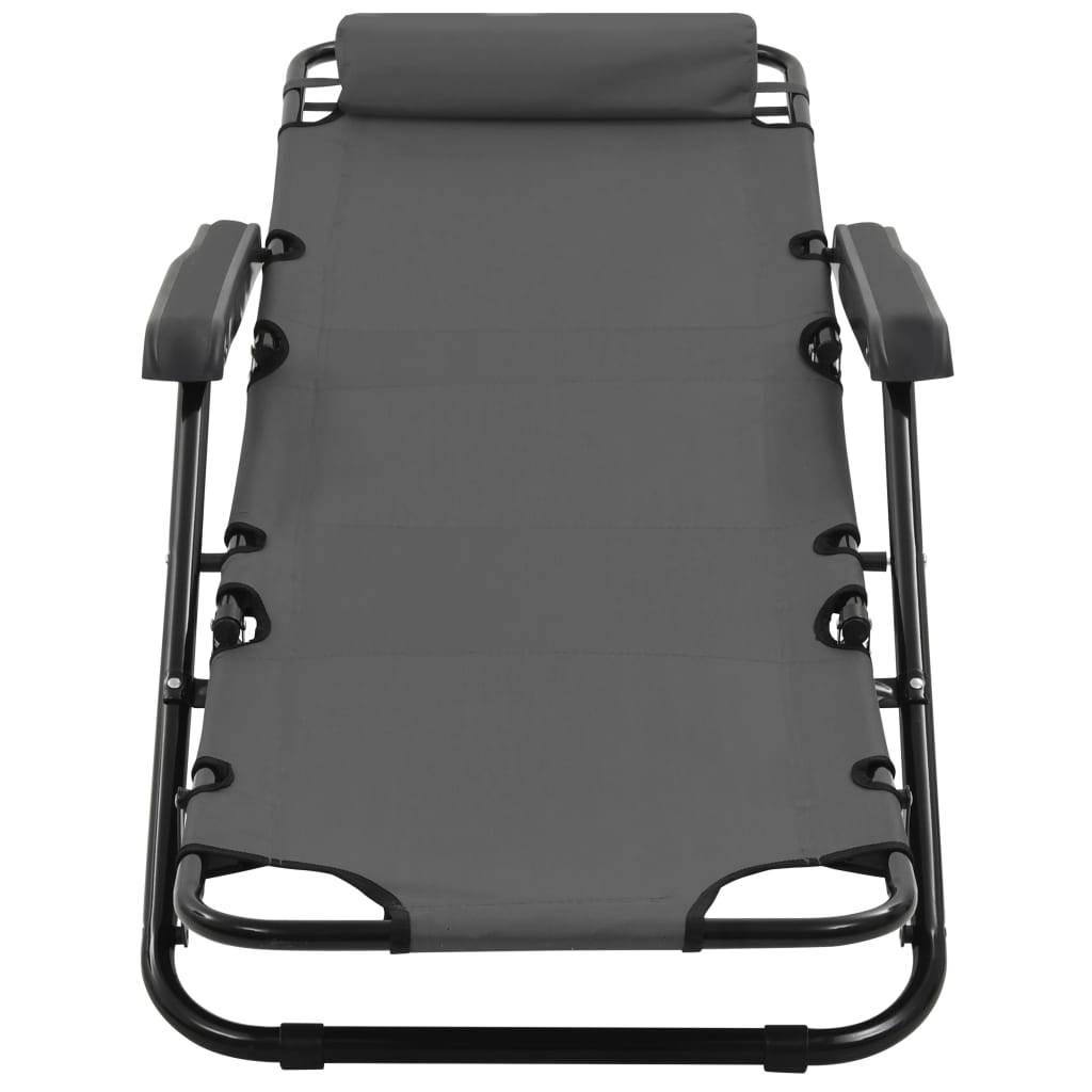 vidaXL Folding Sun Loungers 2 pcs with Footrests Steel Black