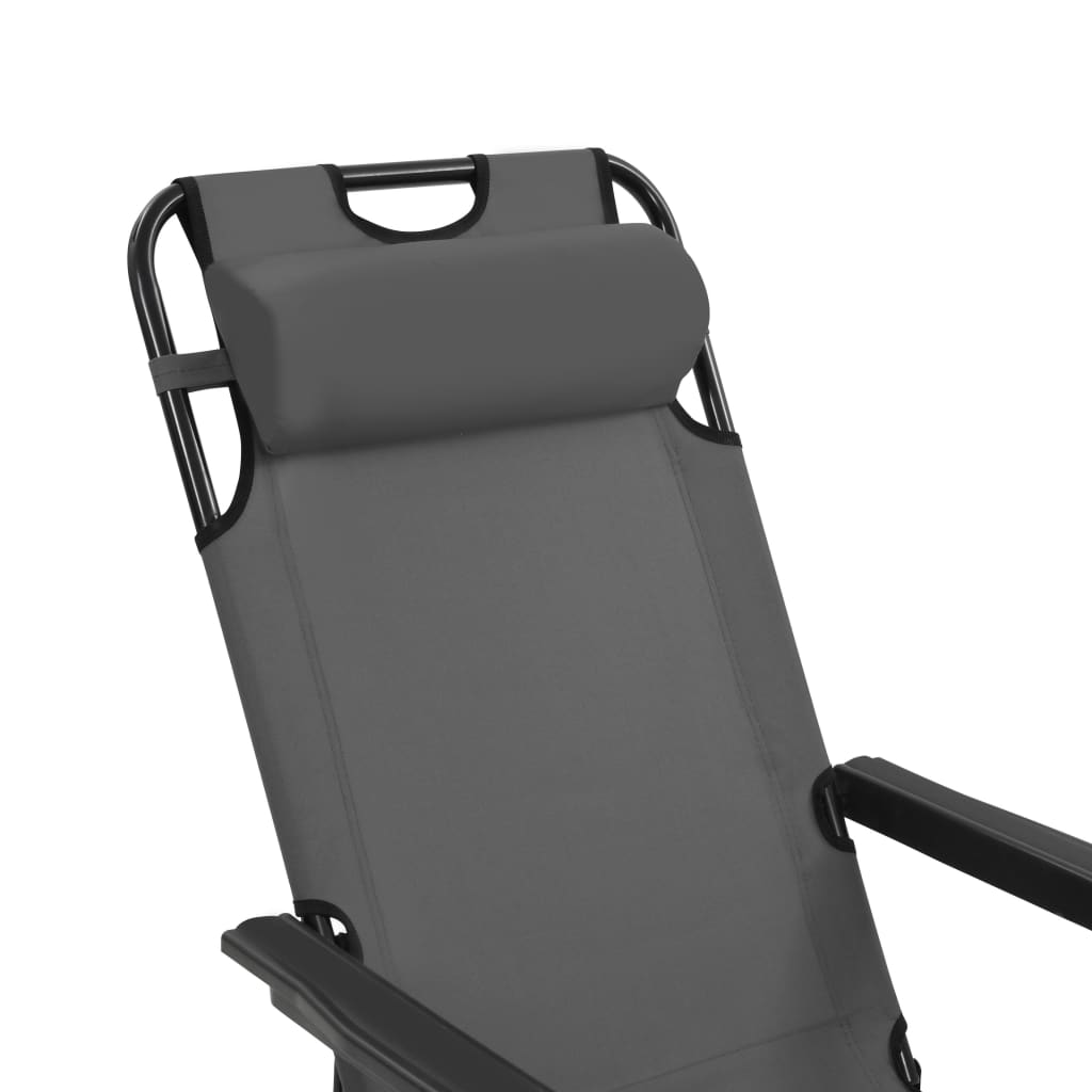 vidaXL Folding Sun Loungers 2 pcs with Footrests Steel Black