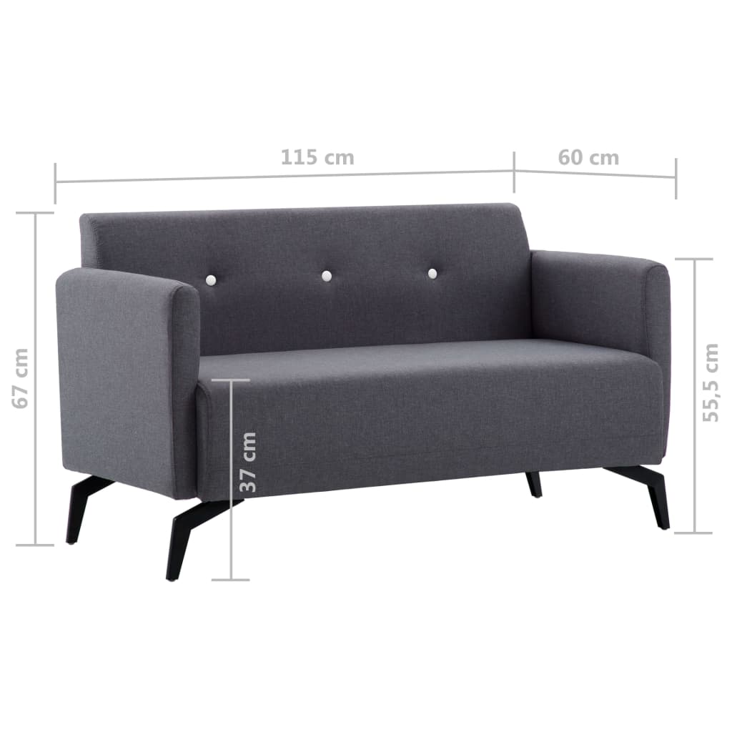 vidaXL 2-Seater Sofa Fabric Upholstery 115x60x67 cm Dark Grey