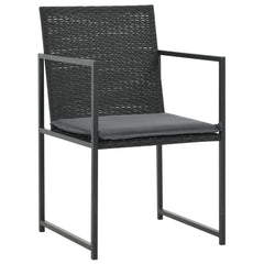 vidaXL 5 Piece Outdoor Dining Set with Cushions Poly Rattan Black