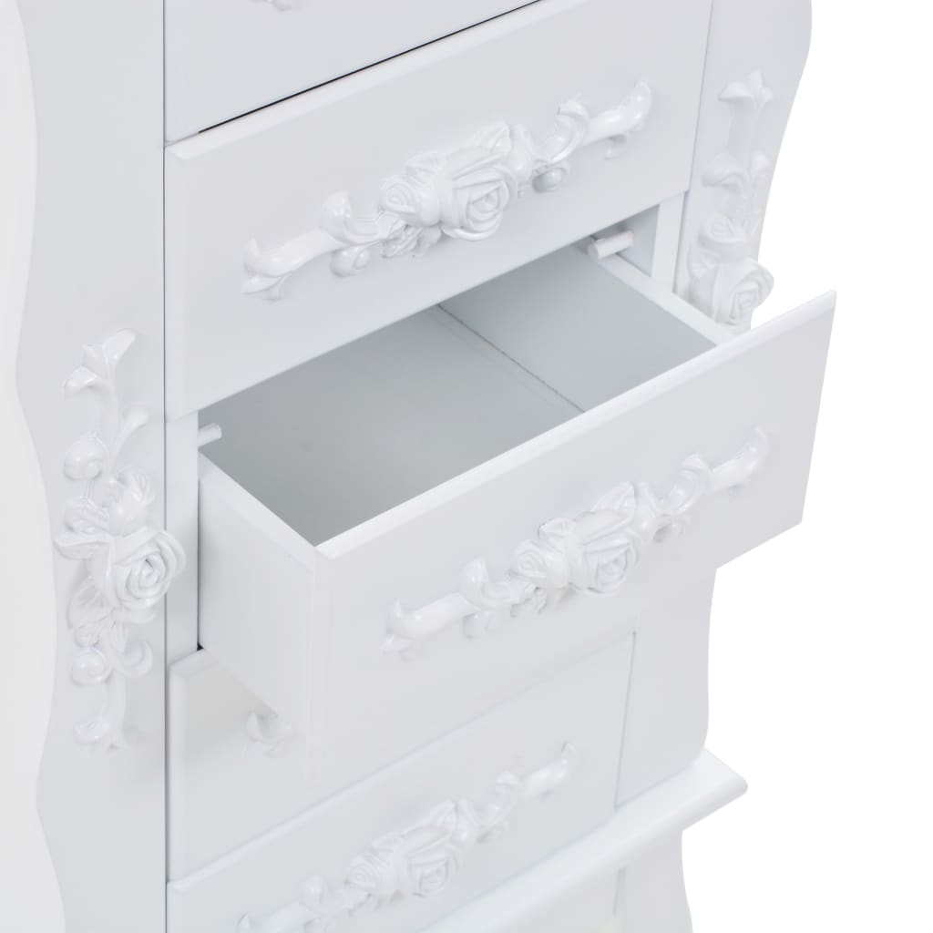 vidaXL Free Standing Jewelery Cabinet White