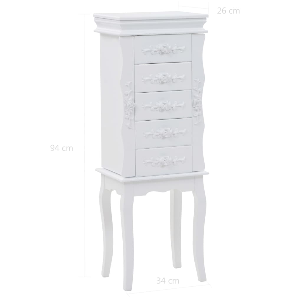 vidaXL Free Standing Jewelery Cabinet White