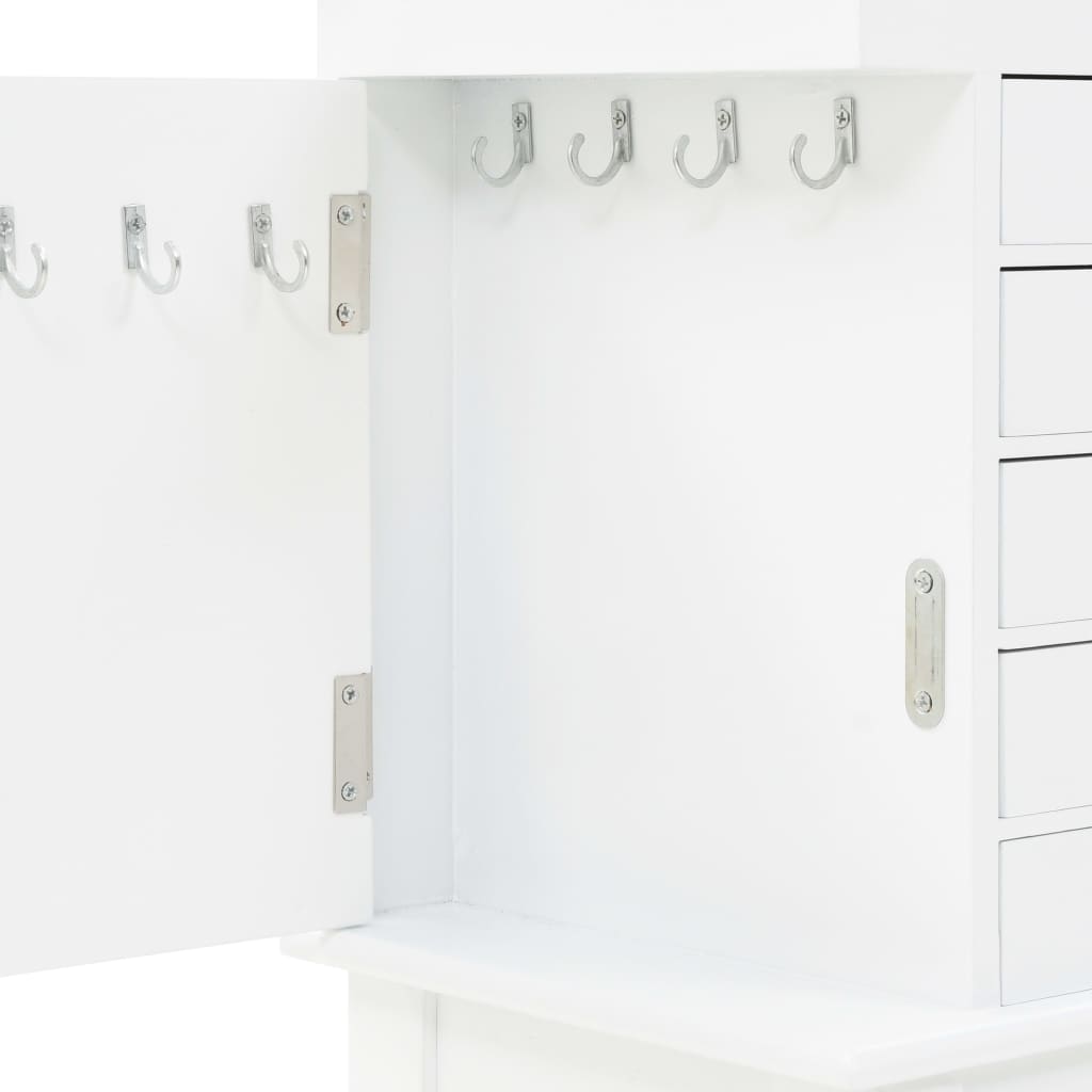 vidaXL Free Standing Jewelery Cabinet White