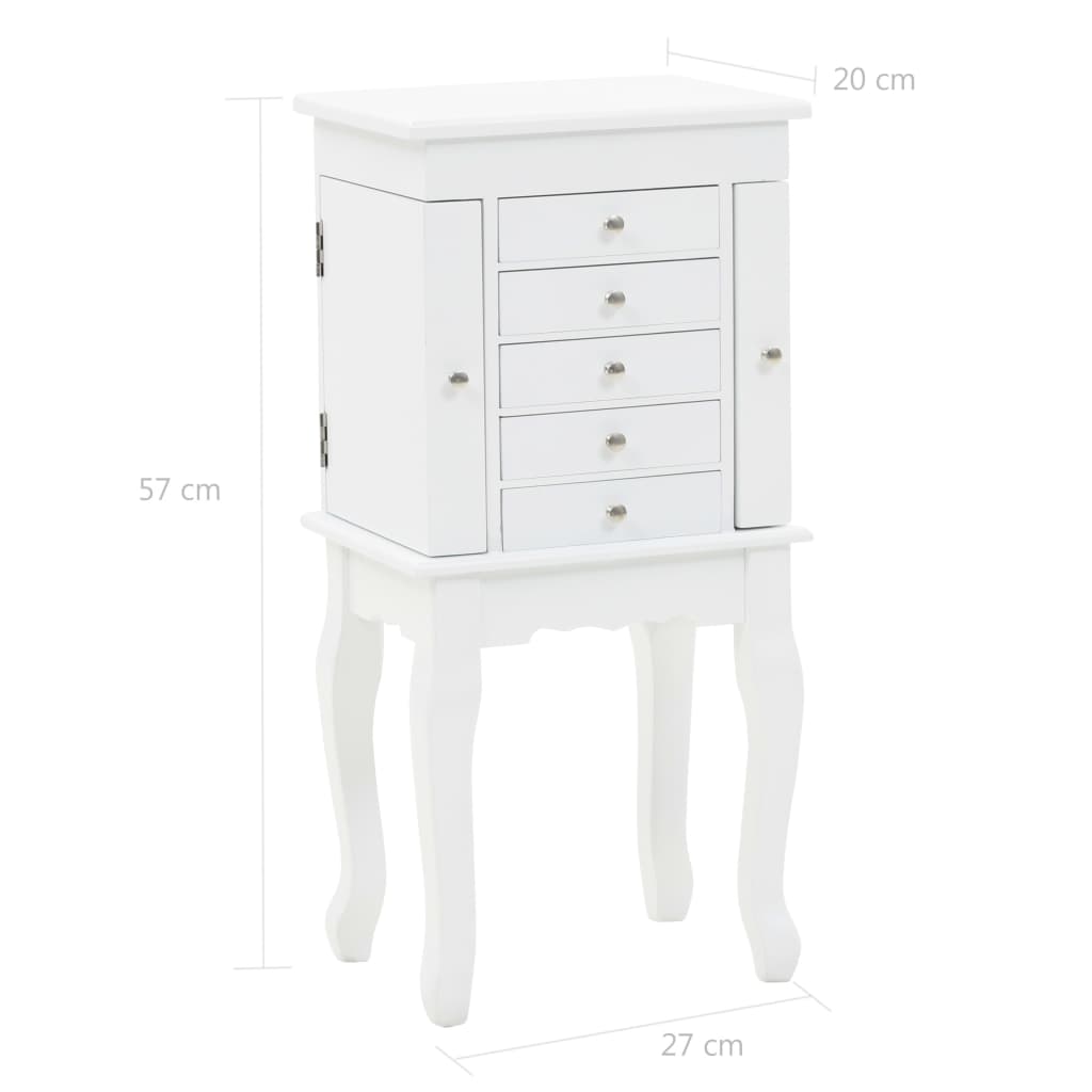 vidaXL Free Standing Jewelery Cabinet White