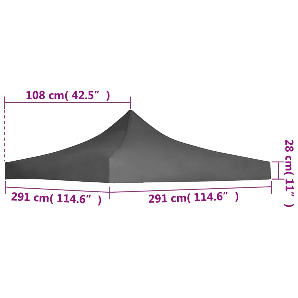 vidaXL Party Tent Roof 3x3 m Anthracite