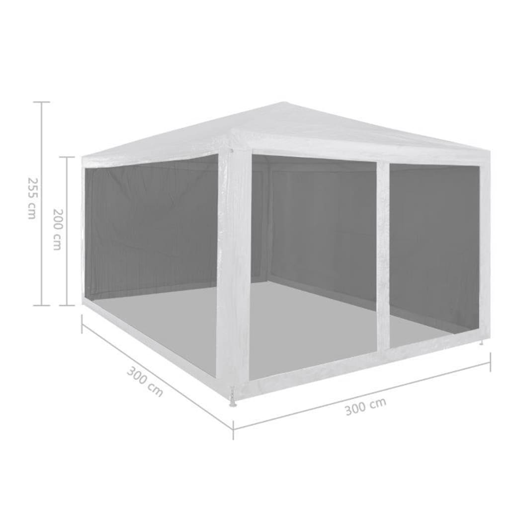 vidaXL Party Tent with 4 Mesh Sidewalls 3x3 m