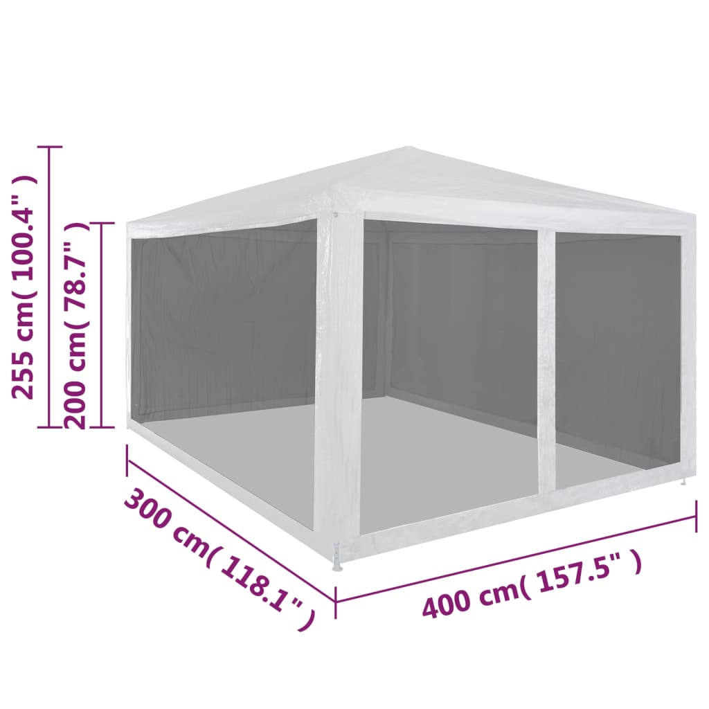 vidaXL Party Tent with 4 Mesh Sidewalls 3x3 m