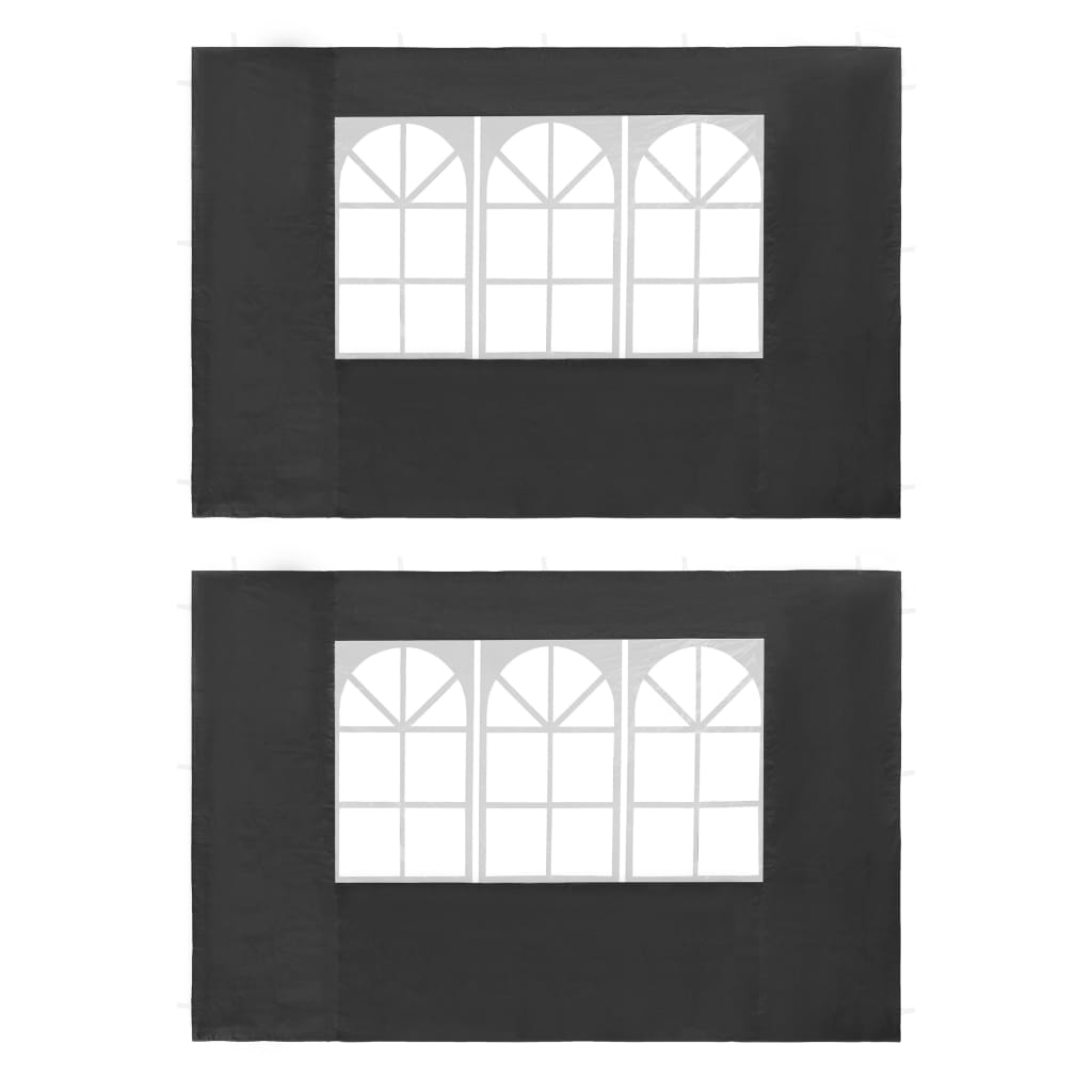 vidaXL Party Tent Sidewall 2 pcs with Window PE Anthracite
