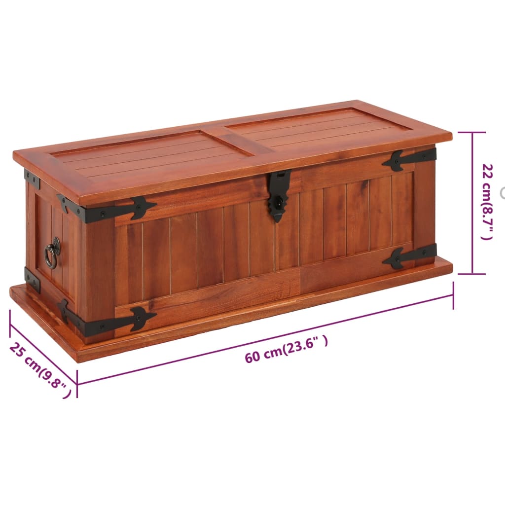 vidaXL Storage Chest 60x25x22 cm Solid Acacia Wood