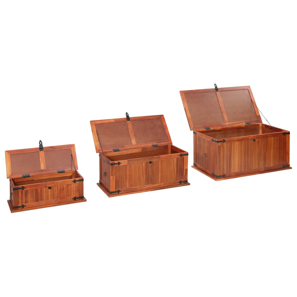 vidaXL Storage Chests 3 pcs Solid Acacia Wood