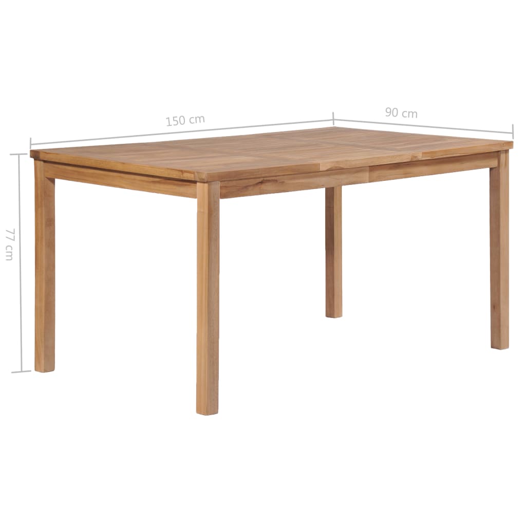 vidaXL Garden Table 150x90x77 cm Solid Teak Wood