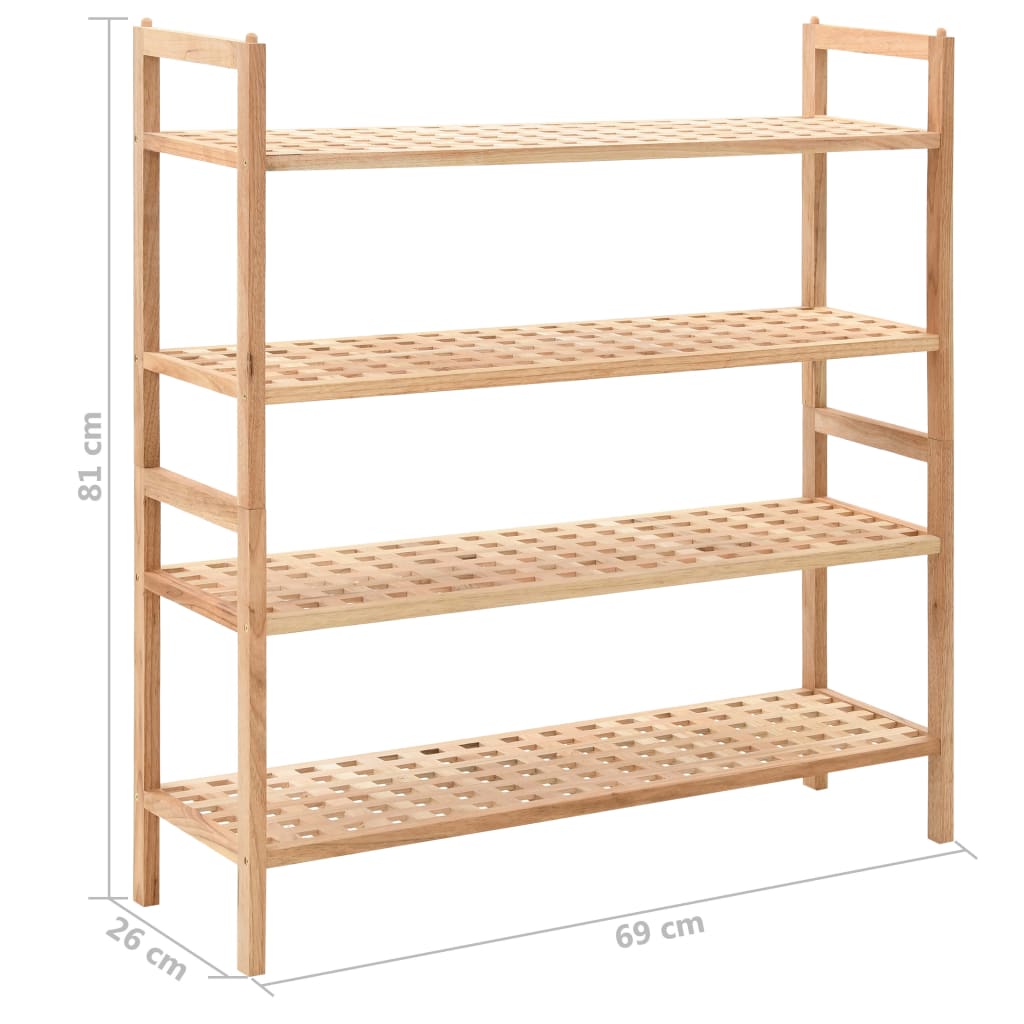 vidaXL Shoe Rack Solid Walnut Wood 69x26x81 cm