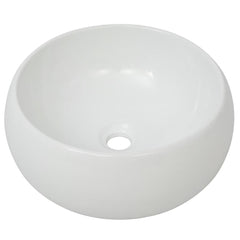 vidaXL Bathroom Basin with Mixer Tap Ceramic Round White