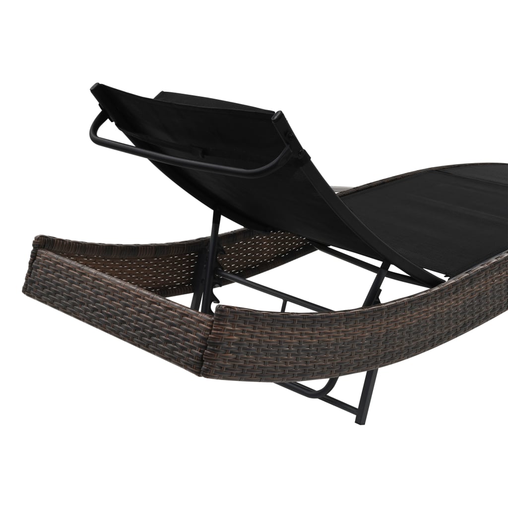 vidaXL Sun Lounger with Pillow Poly Rattan Black