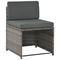 vidaXL 7 Piece Outdoor Dining Set with Cushions Poly Rattan Grey