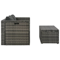 vidaXL 6 Piece Garden Lounge Set with Cushions Poly Rattan Grey