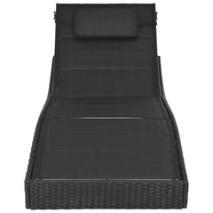 vidaXL Sun Lounger Poly Rattan and Textilene Black