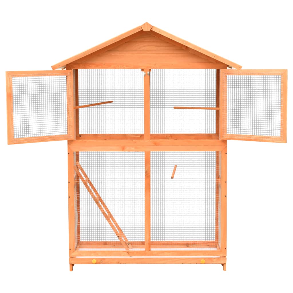 vidaXL Bird Cage Solid Pine & Fir Wood 125.5x59.5x164 cm