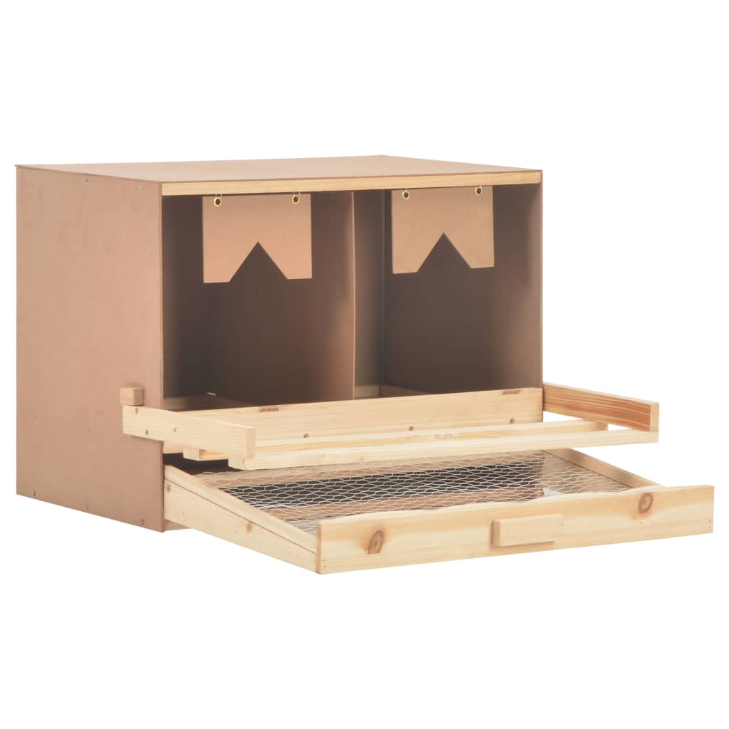 vidaXL Chicken Laying Nest 2 Compartments 63x40x45 cm Solid Pine Wood