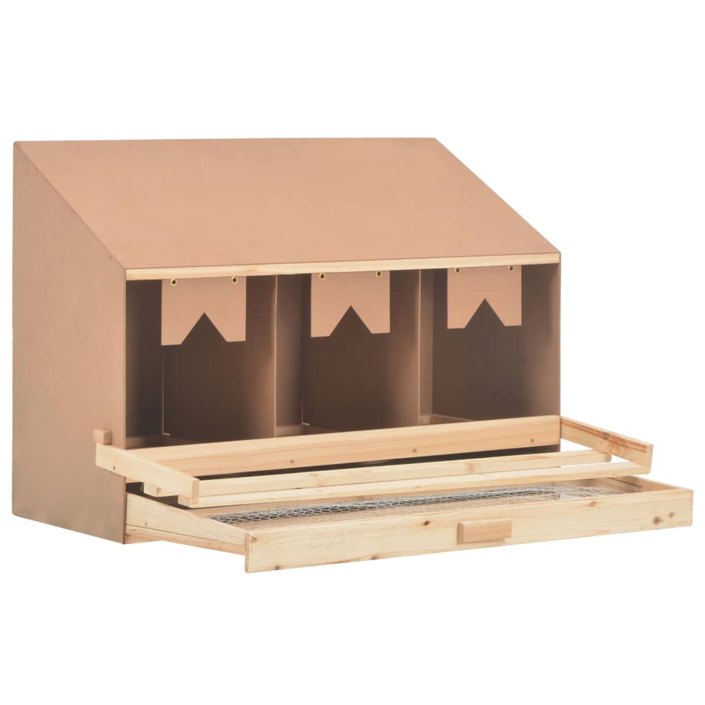 vidaXL Chicken Laying Nest 3 Compartments 93x40x65 cm Solid Pine Wood