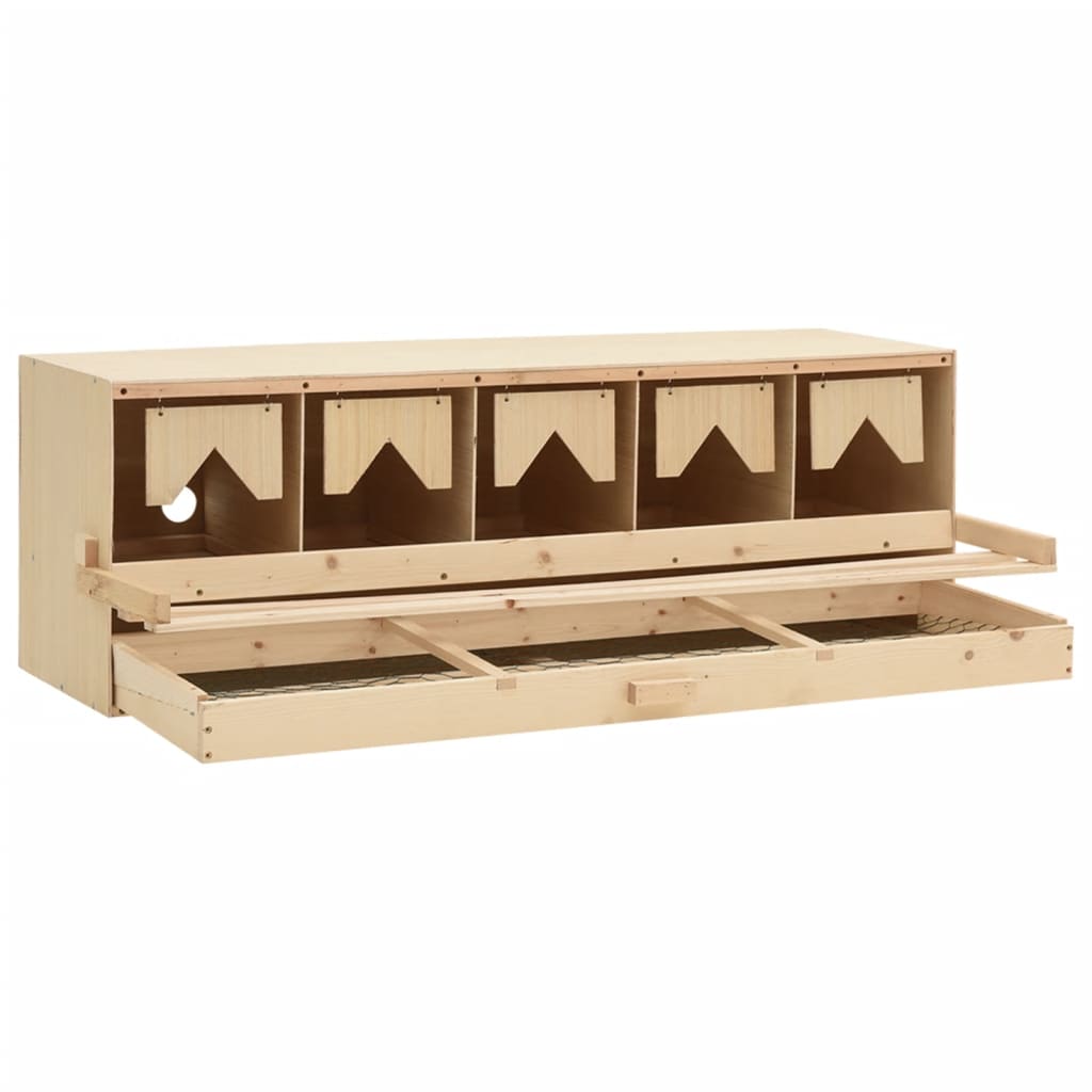 vidaXL Chicken Laying Nest 5 Compartments 117x33x38 cm Solid Pine Wood