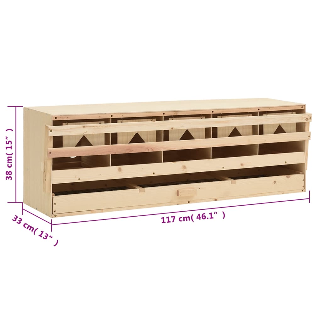 vidaXL Chicken Laying Nest 5 Compartments 117x33x38 cm Solid Pine Wood