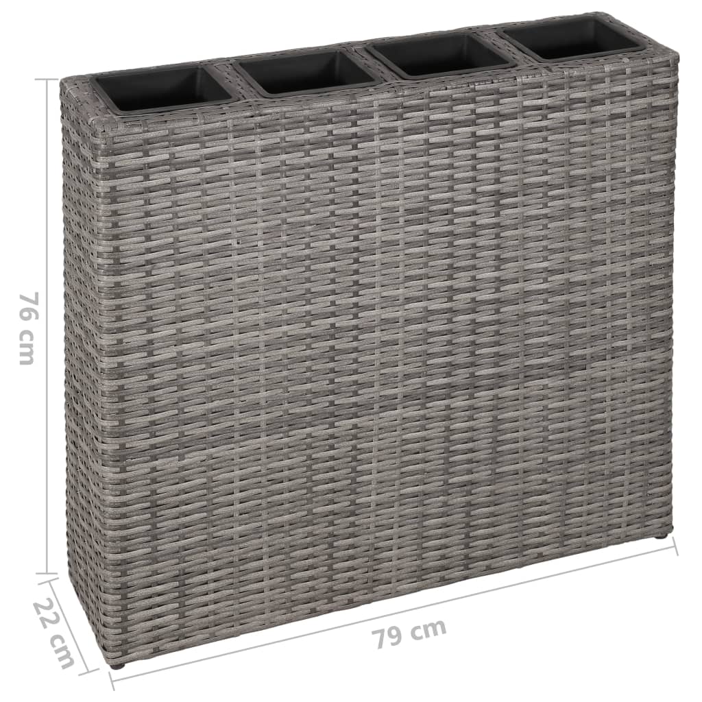 vidaXL Garden Raised Bed with 4 Pots Poly Rattan Black