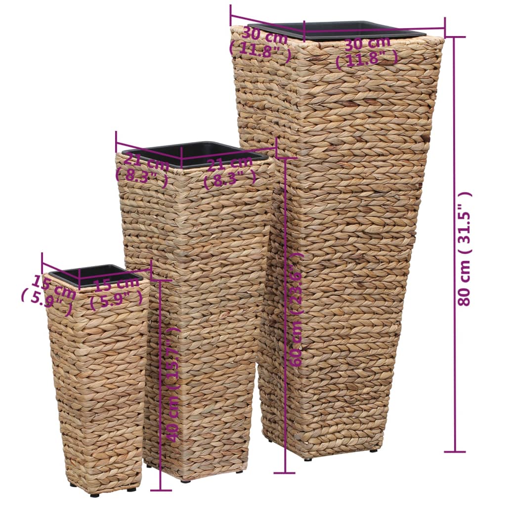 vidaXL Raised Beds 3 pcs Water Hyacinth Brown